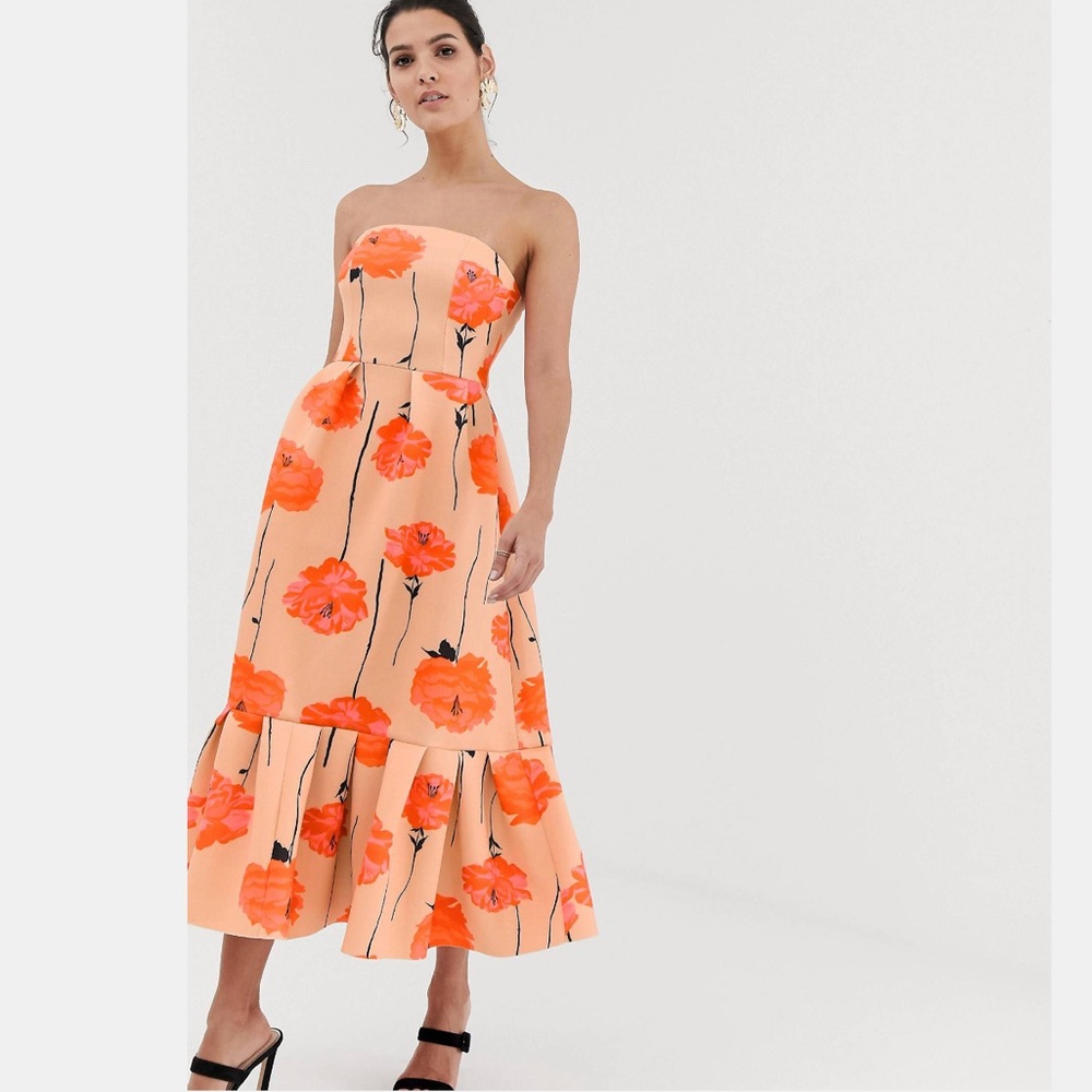 ASOS poppy print midi dress